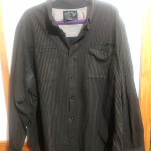 NWOT Harley Davidson Men’s Brown Embroidered Logo Pinstripe Button Up Shirt
